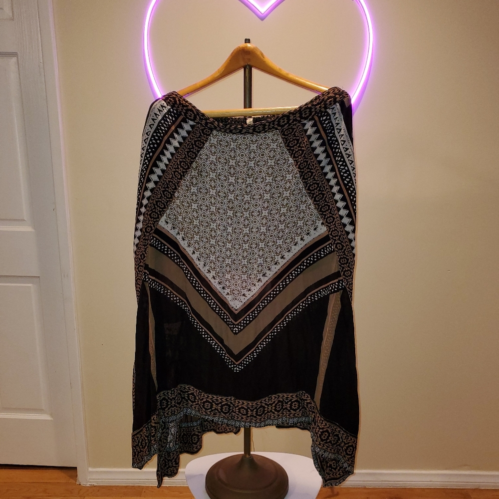 FREE PEOPLE geo tribal scarf skirt elastic waist